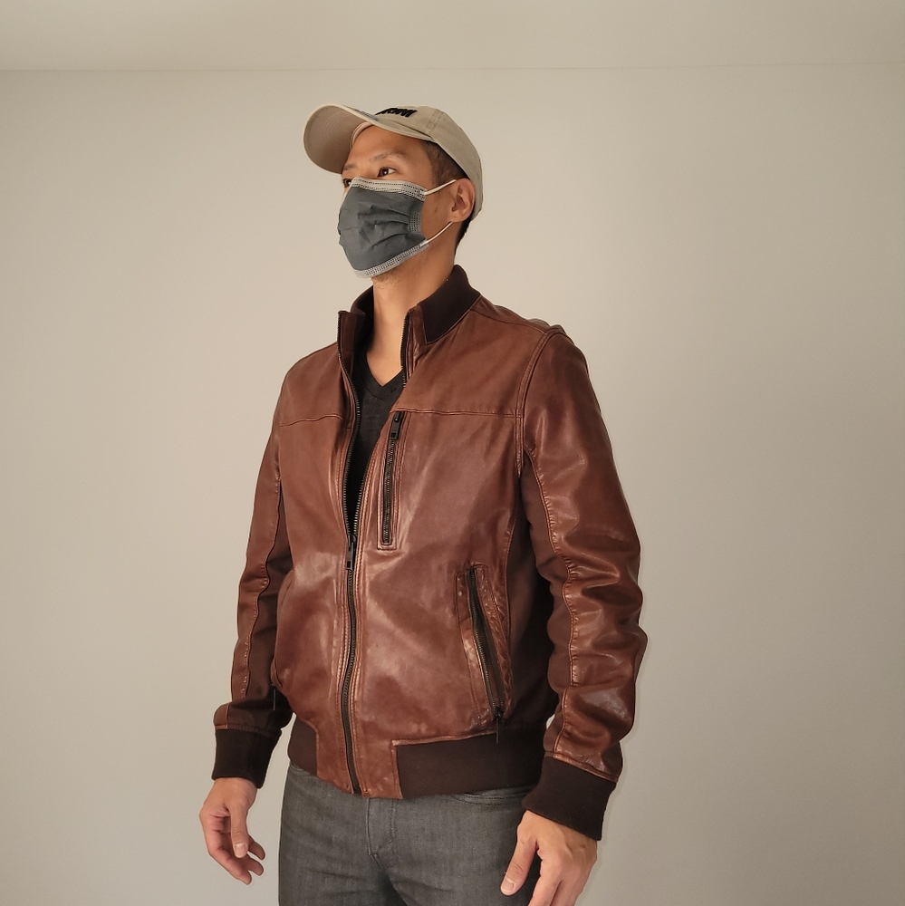 Andrew Marc Leather Bomber Jacket Men's Medium